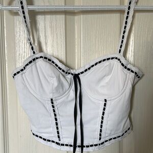Garage White and Black Corset Top